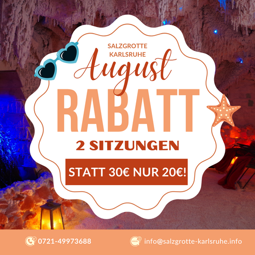 August-Aktion: Geschenkgutschein für 2 Sitzungen in der Salzgrotte Karlsruhe