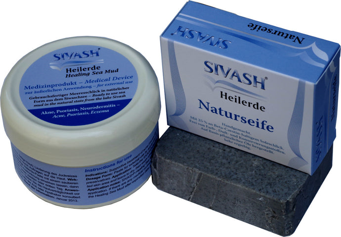 Set für natürliche Behandlung unreiner Haut: SIVASH-Heilerde 250g + Naturseife 100g