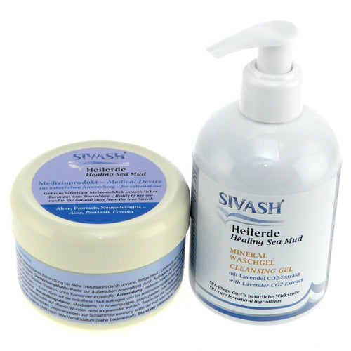SIVASH-Heilerde-Set zur Behandlung gegen Akne: Heilerde 250g + Waschgel 270ml
