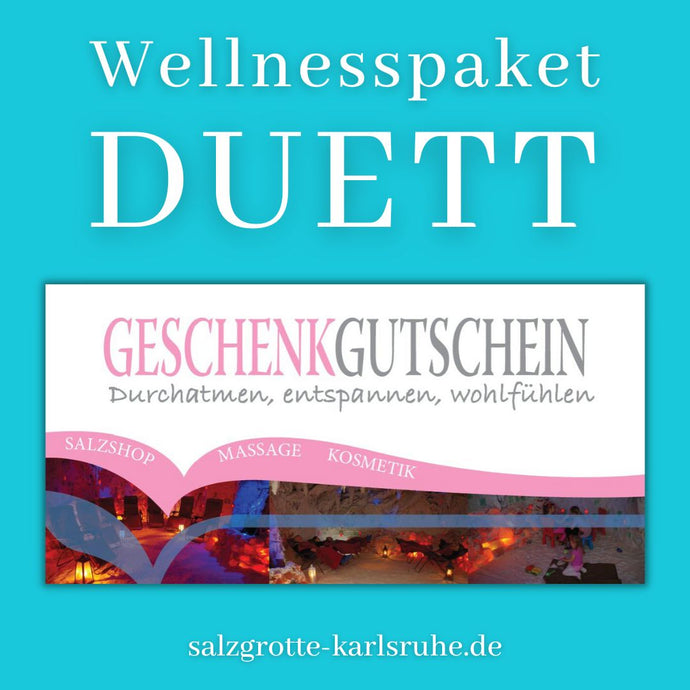 Geschenkgutschein Wellnesspaket Duett: Lebensenergie-Massage + Salzgrotte + Tee für 2 Personen