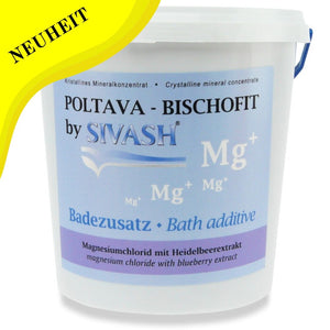 Magnesium Kristallines Mineralkonzentrat Poltava-Bischofit Badezusatz mit Magnesiumchlorid Heidelbeerextrakt, 1300 g